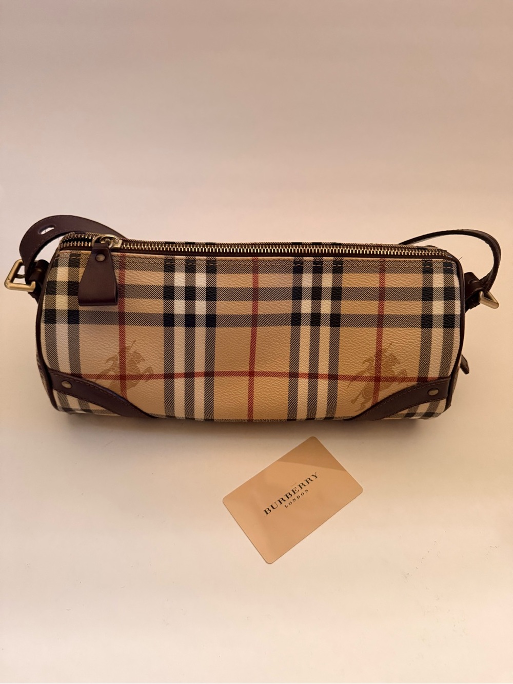 Vintage Burberry Nova Check Barrel Shoulder Bag Y2K